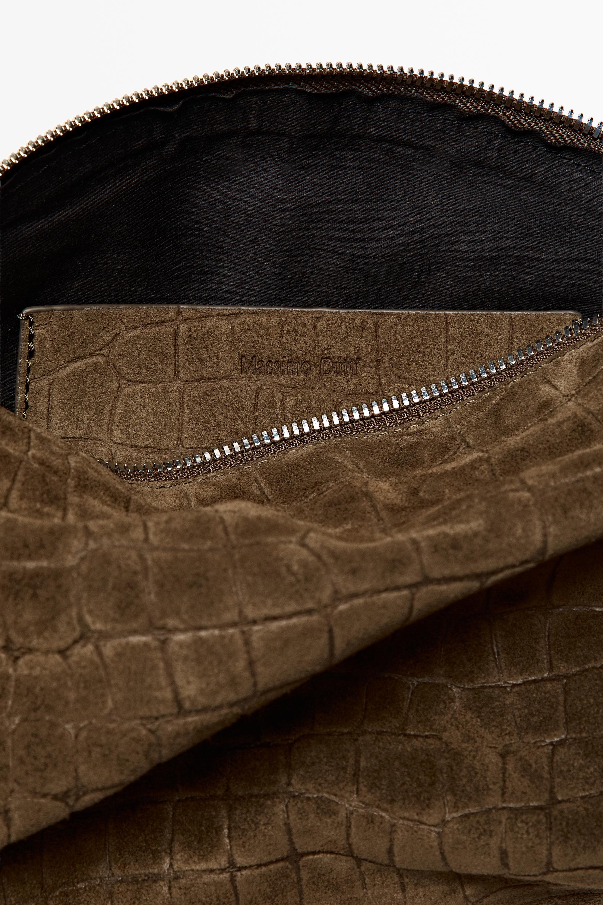 Split suede leather crossbody bag